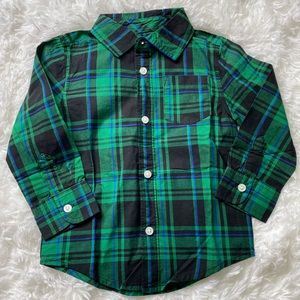Green Plaid Button Up Shirt - Toddler Size 3T